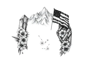 Nature mountains January, November,September, july birth flowers, car parts guns American flag, river eyes tattoo idea