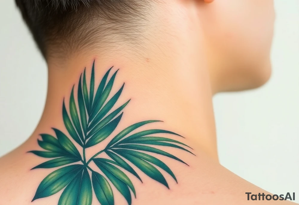 palm leaves neck tattoo tattoo idea