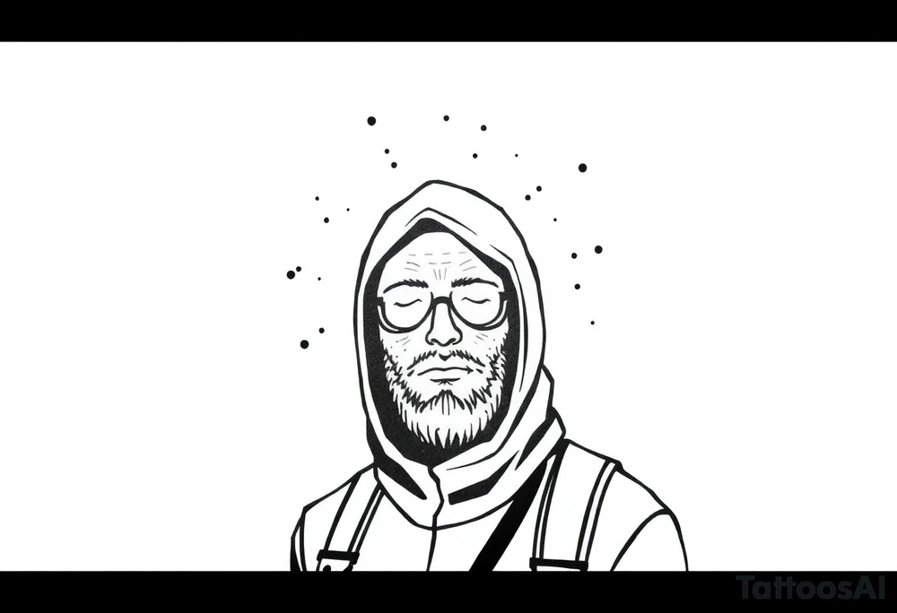 Confusion and pressure in thin lines on solo traveler with no face tattoo idea