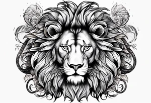 lion with snake hair tattoo idea