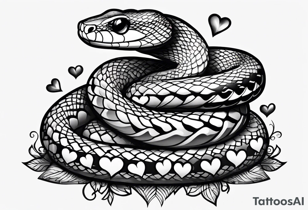 A cute snake with hearts. tattoo idea