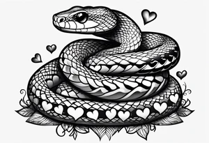 A cute snake with hearts. tattoo idea