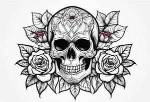 skull with roses tattoo idea