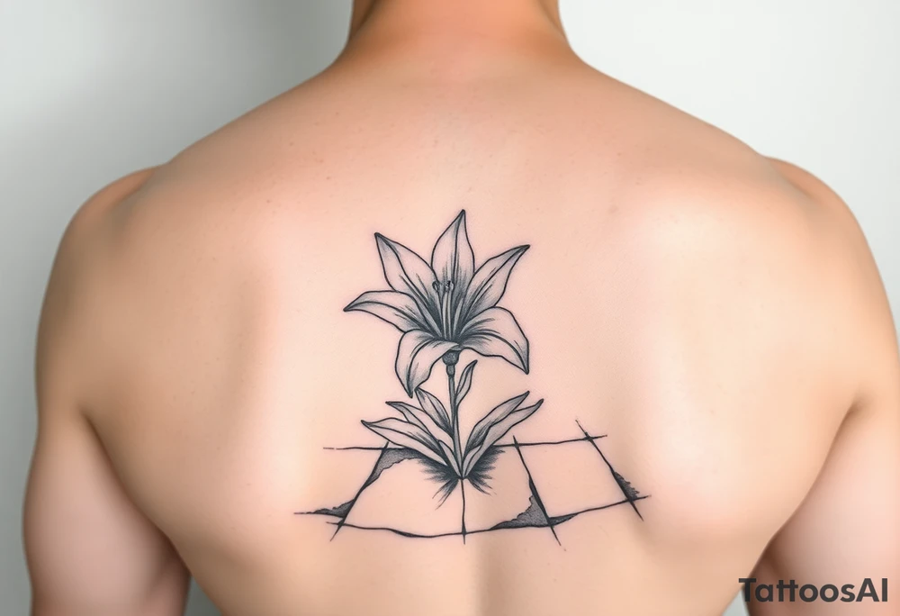lily coming up out of the tile floor tattoo idea