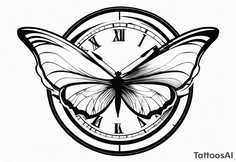Butterfly flying around or over a clock tattoo idea