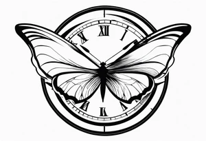 Butterfly flying around or over a clock tattoo idea