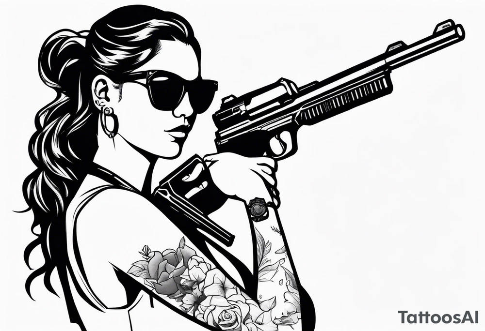 capricorn with sunglasses and a gun tattoo idea