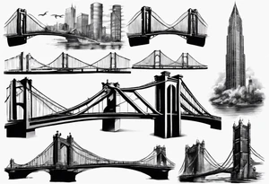 a short bridge linking the top floor of two modern towers together tattoo idea