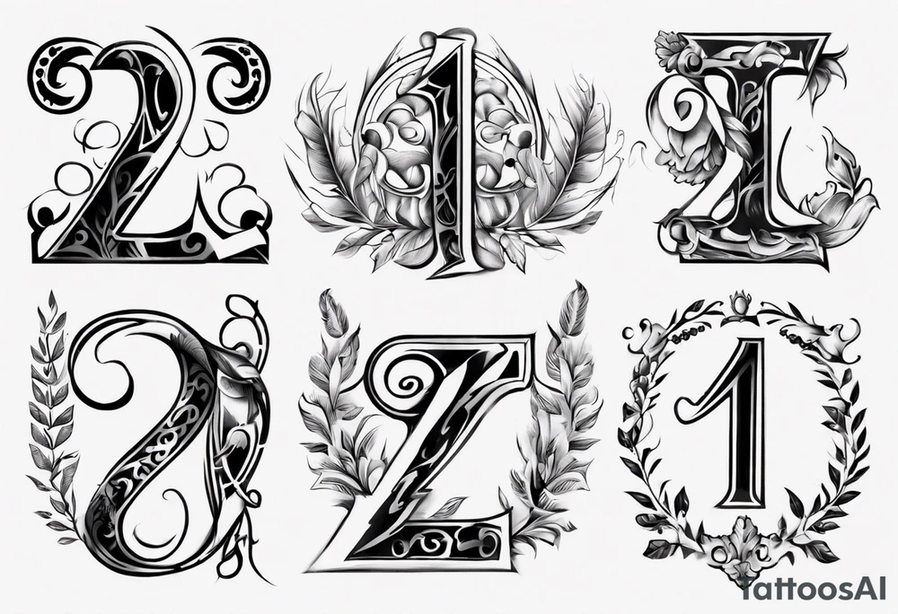 Combine the numbers 20 and 21 roman letter tattoo idea