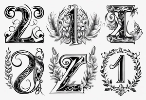 Combine the numbers 20 and 21 roman letter tattoo idea