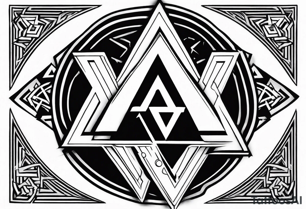 Valhalla sword shield valknut stairs tattoo idea