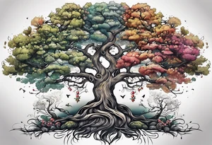 Family tree with mom and dad family tree tattoo idea