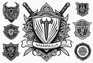 Valhalla sword shield gates tattoo idea