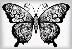 word N and S with butterfly tattoo idea