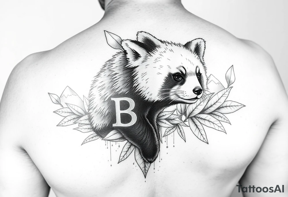 I’m after it being realistic and black and white with shading.

Having a red panda as the focal point.
The letters B and S incorporated.
Plus nods to
Harry Potter
Winnie the pooh
Avengers
Wild swimming
Mountains
Mcfly

In the back ground, waves, leaves to bring it together… tattoo idea
