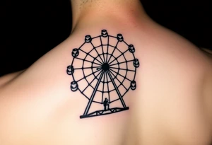 A Ferris wheel with tiny figures climbing it, representing Tris and Four’s iconic moment of trust and bravery, representing movie Divergent tattoo idea