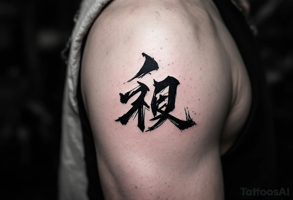 黑 (hēi, “black”) in bold black brushstroke represents mystery and strength, often combined with a dragon tattoo. tattoo idea