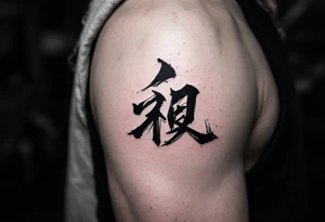 黑 (hēi, “black”) in bold black brushstroke represents mystery and strength, often combined with a dragon tattoo. tattoo idea