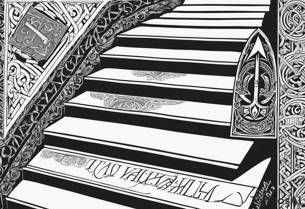 Valhalla sword shield axe
stairs tattoo idea
