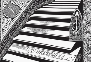 Valhalla sword shield axe 
stairs tattoo idea