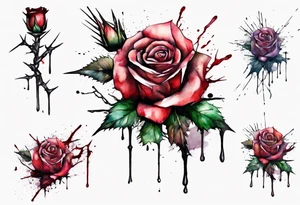 a bleeding watercolor rose, with a crown of thorns as the stem tattoo idea