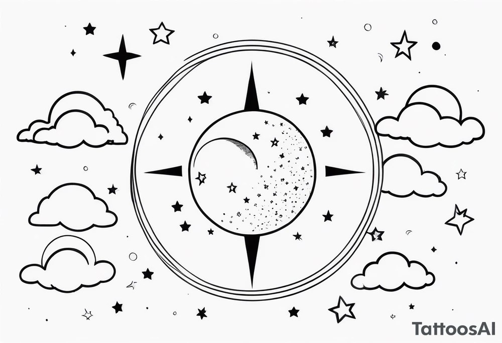 Moon phases stars clouds tattoo idea