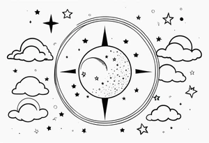 Moon phases stars clouds tattoo idea