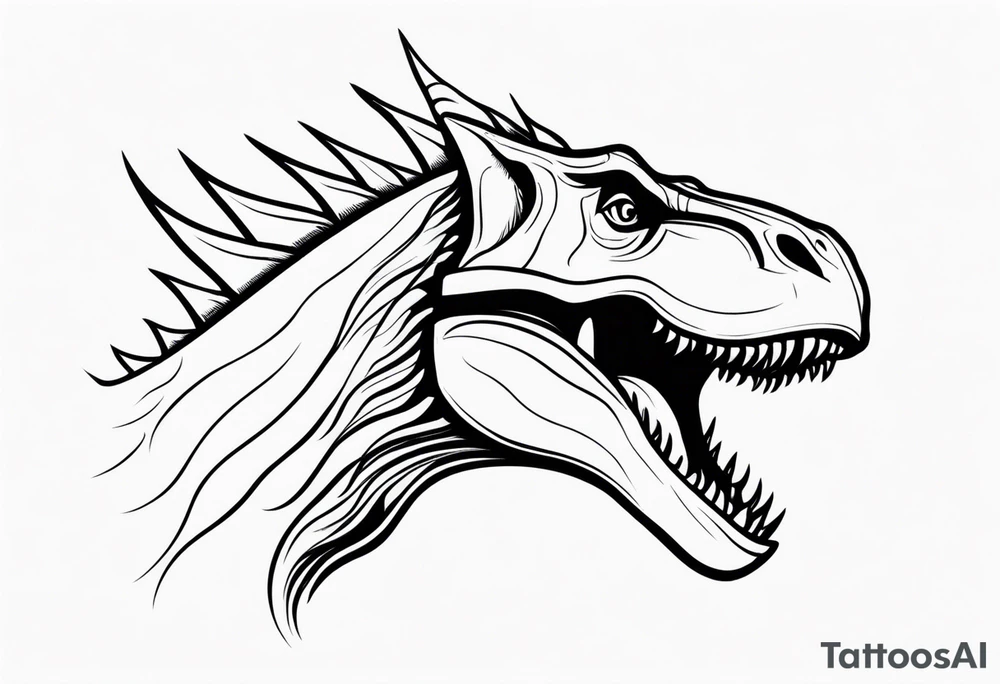 dinosaur with flames coming out of mouth tattoo idea