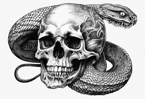 Viper Going Through Skull tattoo idea