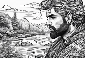 man with multiple voices in his head turning into a river tattoo idea