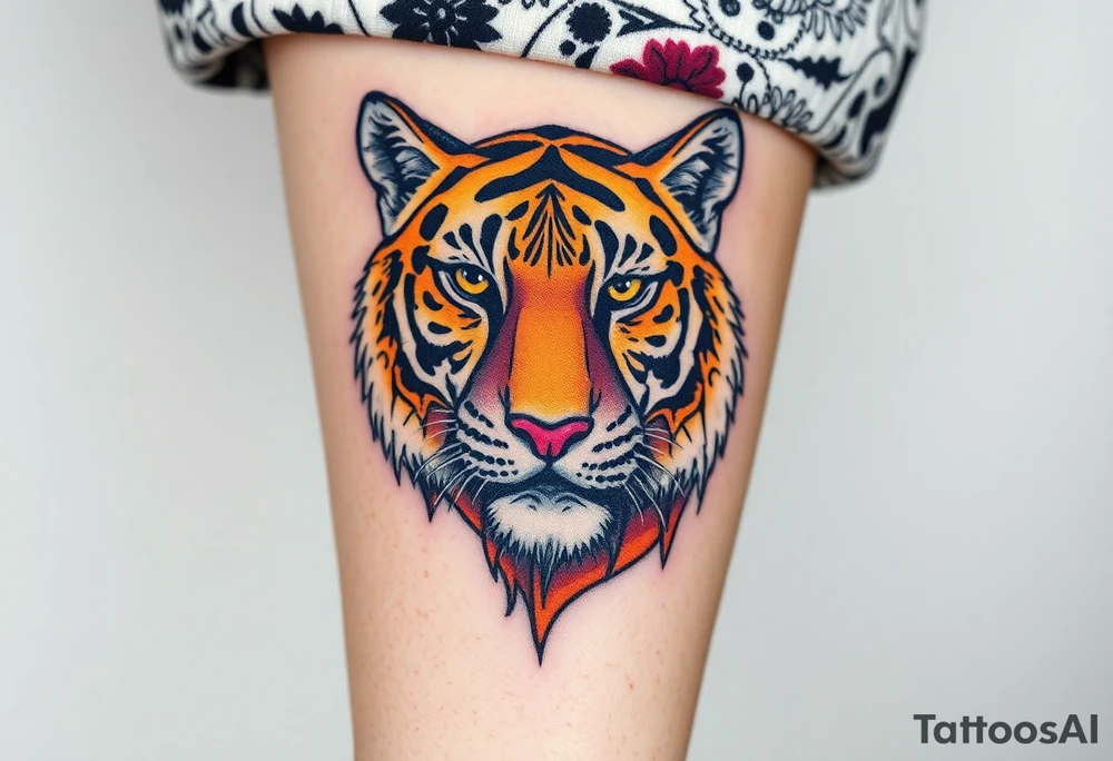 a full color cubist tiger tattoo tattoo idea