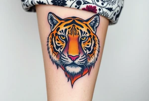 a full color cubist tiger tattoo tattoo idea