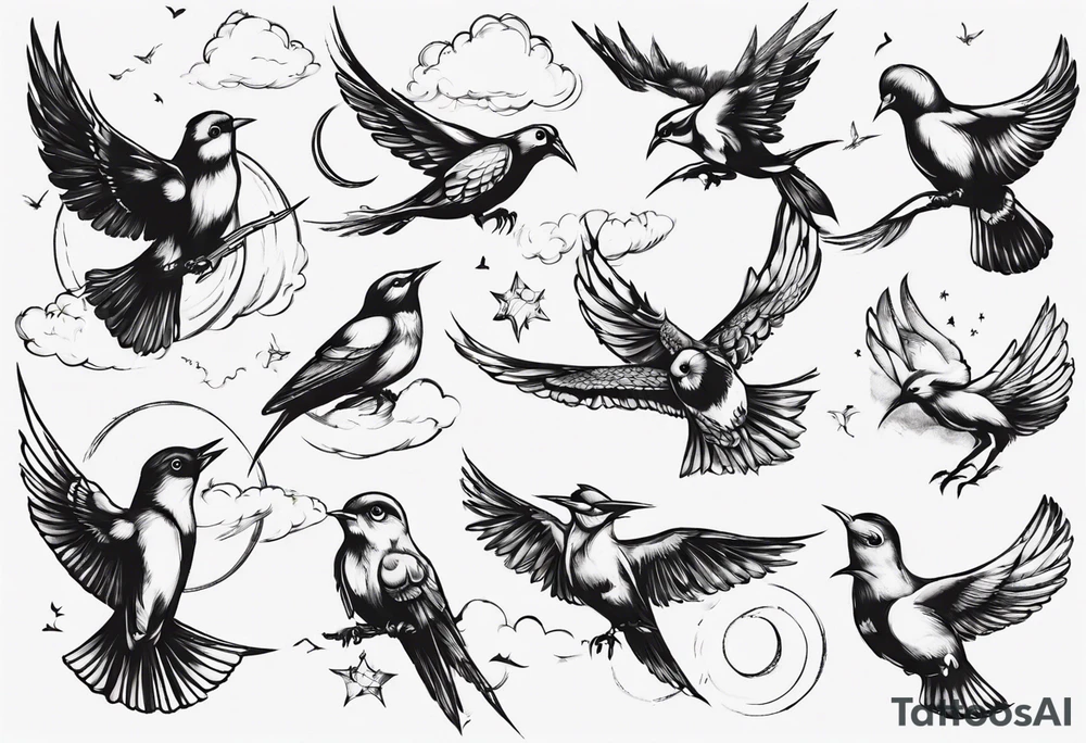 birds in the sky tattoo idea