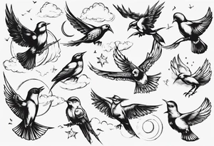 birds in the sky tattoo idea