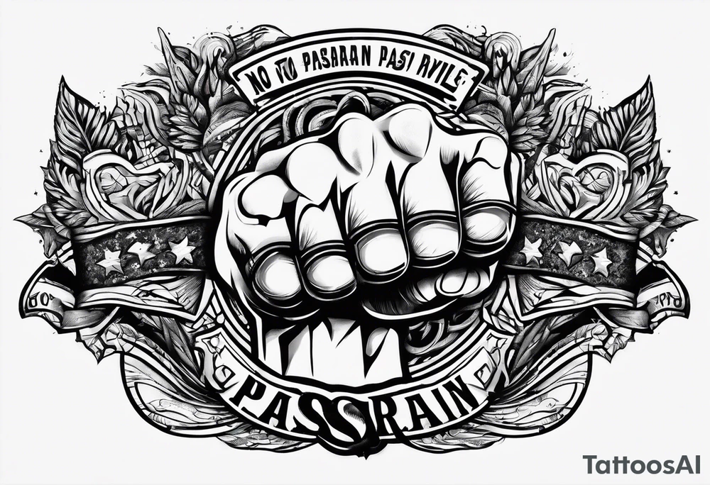no pasaran slogan with a torn clenched fist tattoo idea no pasaran slogan with a torn clenched fist tattoo idea