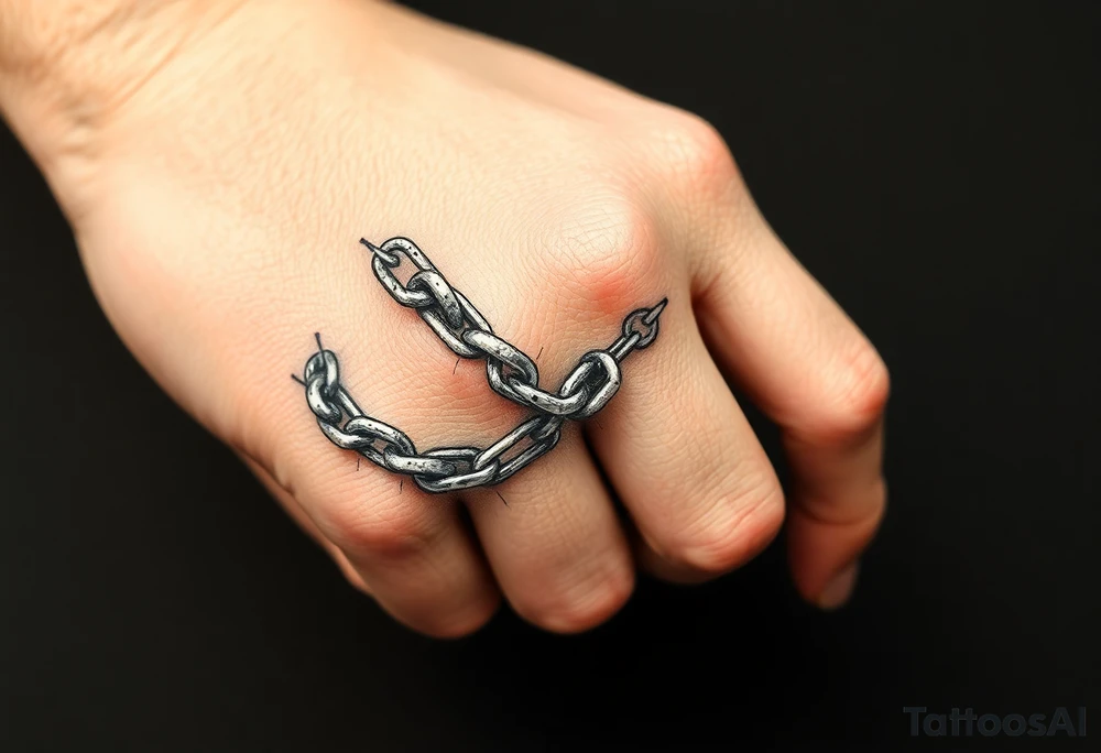 Chains wrapped on pointer finger and connected to thumb from my wrist tattoo idea