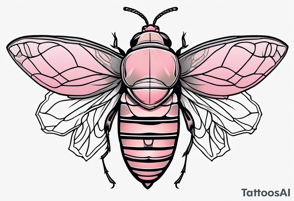 Neo traditional Cicada and pink flower tattoo idea