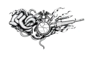 I want to incorporate a firefighter and Marine corps logo. I like snakes, rifles, guns, flames tattoo idea