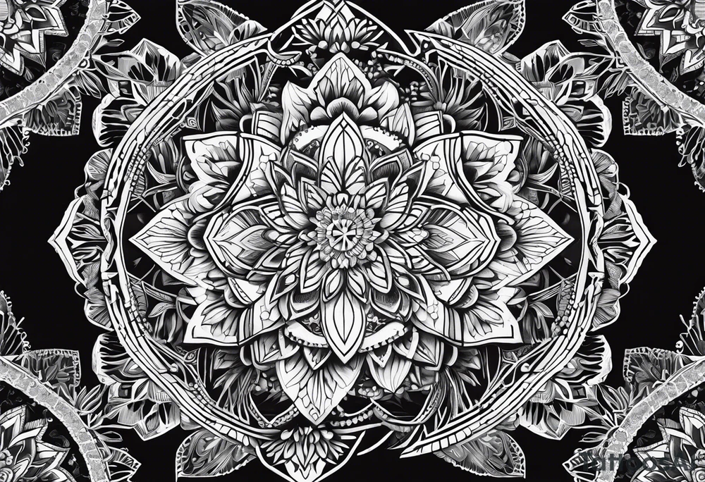Thick line mandala lace diamond tattoo idea