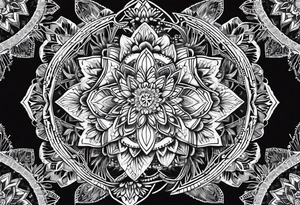 Thick line mandala lace diamond tattoo idea