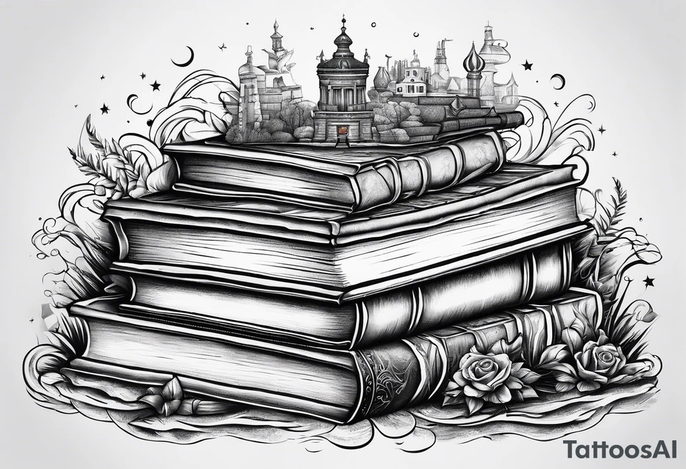 Stack of books tattoo idea