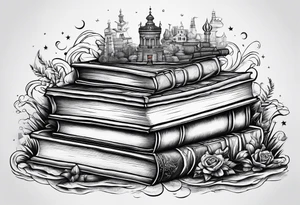 Stack of books tattoo idea