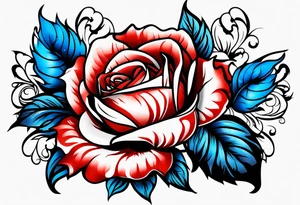 Phoenix Colored blue and red roses tattoo idea