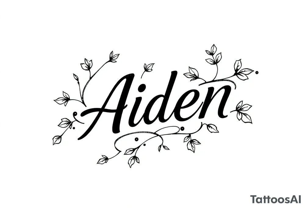 The name Aiden with vines tattoo idea