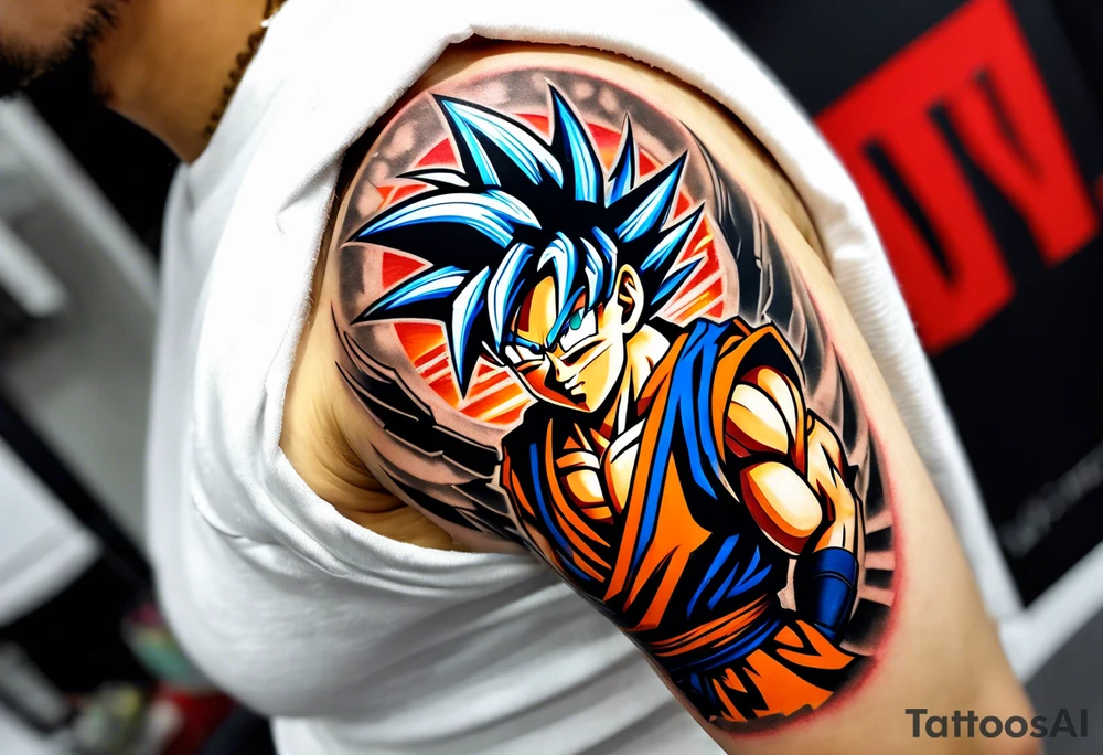 Tattoo on arm with goku with wings tattoo idea
