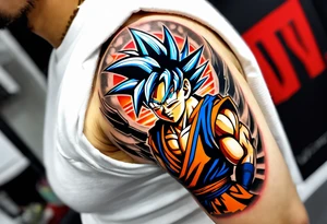 Tattoo on arm with goku with wings tattoo idea