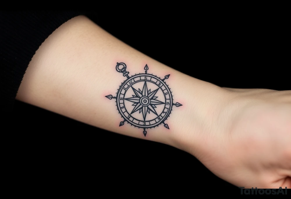 Strong meaningful compass with past tattoo idea