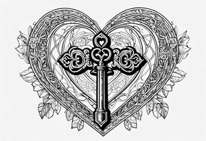Heart shaped antique key tattoo idea