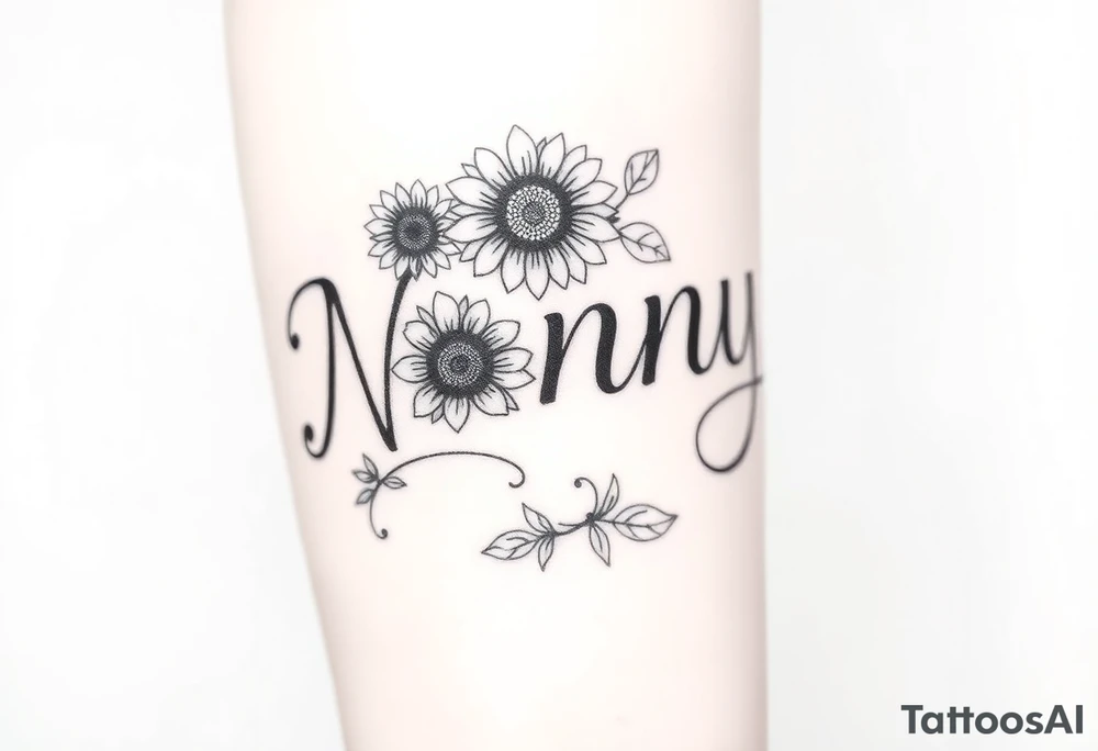 Word Nanny with sunflower 
 tattoos tattoo idea
