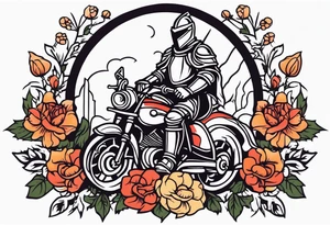 knight

old school vintage simple traditional design with vintage flowers surrounding
bold color simple tattoo idea